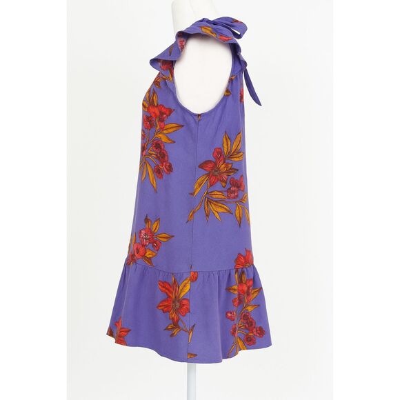 Free People Summer Bluebell Floral Tunic Top/ Dress Flouncy Boho Beach  Sz L - Picture 3 of 9